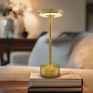 Modern genopladelige bordlampe guld, Arvind, 3W, varm til kold hvid justerbar LED, med brytare