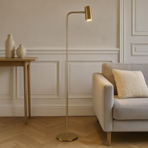 Modern gulv lampe messing, Carlos, med brytare