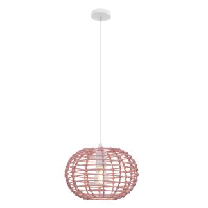 Rattan pendler lampe lyserød, Roza