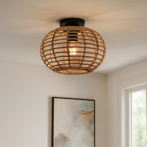 Rattan loftlampe brun, Roza