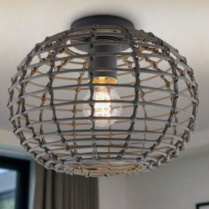Rattan loftlampe grå, Roza