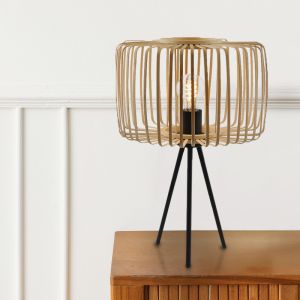 Bambus bordlampe brun, Tina, med brytare