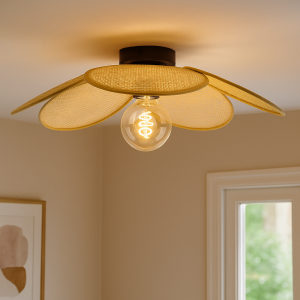 Rattan loftlampe brun, Rowen