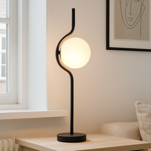 Modern bordlampe sort, Merel, med brytare
