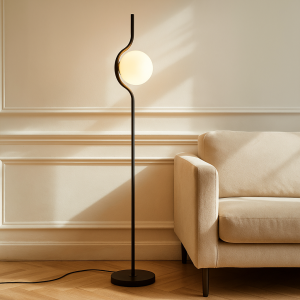 Modern gulv lampe sort, Merel, med brytare