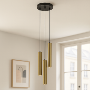 Modern pendler lampe messing, Nadi