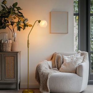 Design gulv lampe hvid, Ayleen, med brytare