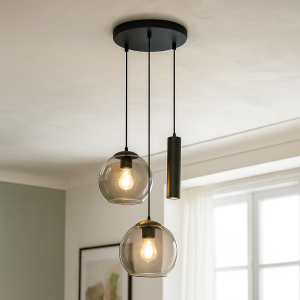 Modern pendler lampe sort, Gianni