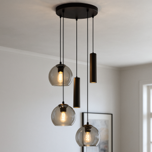 Modern pendler lampe sort, Gianni