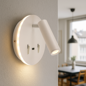 Modern væglampe hvid, Alec, 9W, 3000K LED, med brytare