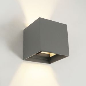 Modern up down væglampe grå, Dion, 6W, 3000K LED, IP65