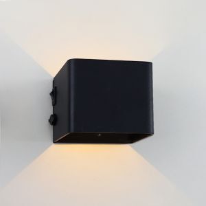 Genopladelig up down væglampe sort, Dion, 1W, 2700K LED, IP44, bevægelsessensor