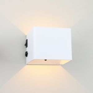 Genopladelig up down væglampe hvid, Dion, 1W, 2700K LED, IP44, bevægelsessensor