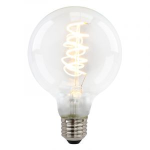 Dæmpbar Olucia E27 LED pære, Tuelo, G95, 4w, gennemsigtigt glas, 2700k