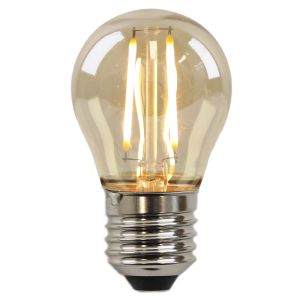 Dimmbare Olucia E27 filament pære Melchis, rav, P45, 2W, 2200K