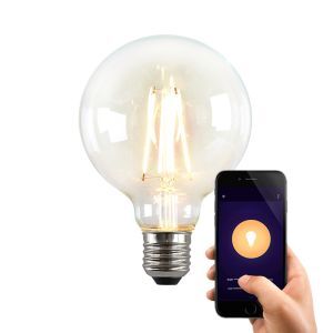 Olucia LED WiFi pære E27 George, G95, 5W, dim to warm