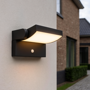 Modern udendørs væglampe med bevægelsessensor sort, Alet, 12,5W, 3000K LED, IP54