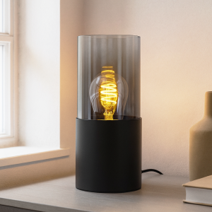 Modern bordlampe sort, Huy, med brytare