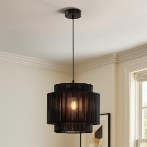 Rustik pendler lampe sort, Sanny