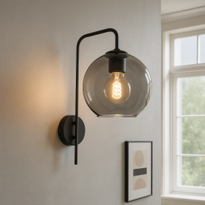 Design væglampe grå, Giada, med brytare