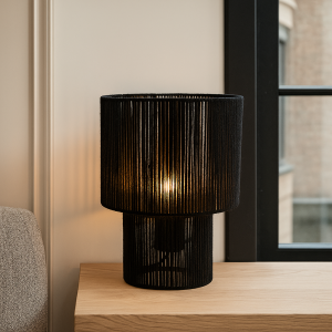 Rustik bordlampe sort, Sanny, med brytare