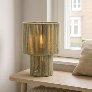Rustik bordlampe grøn, Sanny, med brytare