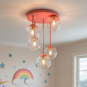 Design loftlampe lyserød, Stacy