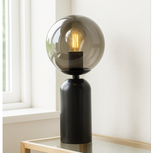 Marmor bordlampe grå, Alan, med brytare