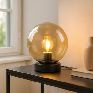Modern bordlampe rav, Jelly, med brytare