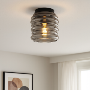 Glas loftlampe grå, Karen