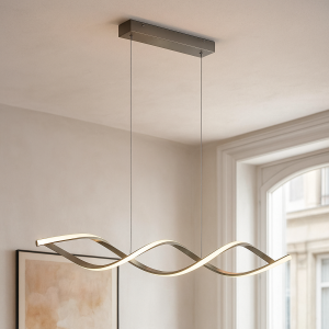 Design pendler lampe sølv, Kuno, 45W, 3000K LED, 3 trins lysdæmper