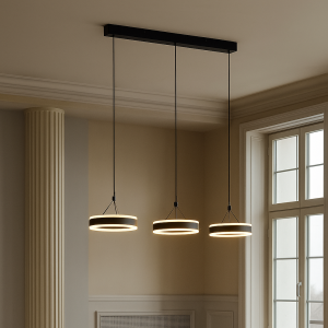 Design pendler lampe sort, Lava, 55W, 3000K LED, 3 trins lysdæmper