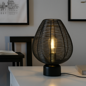 Modern bordlampe sort, Lesly, med brytare
