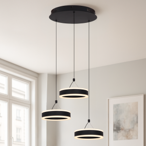 Design pendler lampe sort, Lava, 56W, 3000K LED