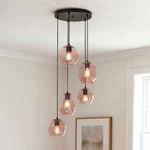Modern pendler lampe lyserød, Caia
