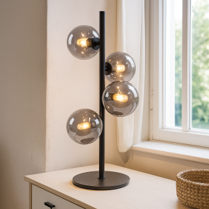 Design bordlampe grå, Remo, med brytare