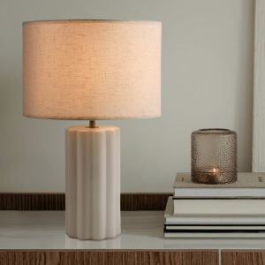 Rustik bordlampe hvid, Juno, med brytare