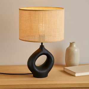Rustik bordlampe sort, Bette, med brytare
