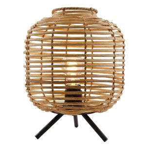 Rattan bordlampe brun, Pinar, med brytare