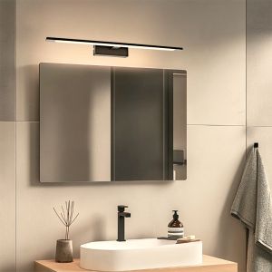Modern spejllampe sort, Steffy, 8W, 3000K LED, IP44