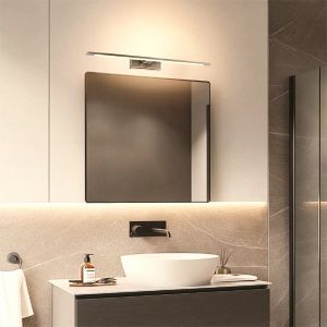 Modern spejllampe nikkel, Steffy, 8W, 3000K LED, IP44