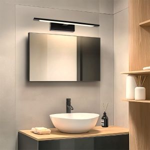 Modern spejllampe sort, Steffy, 6W, 3000K LED, IP44
