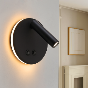 Modern væglampe sort, Robbie, 10W, 4000K LED, med brytare