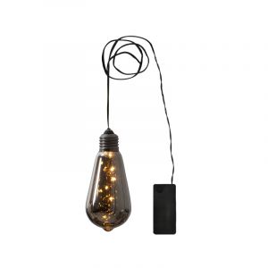 Edison-lampe i røgglas, på batteri