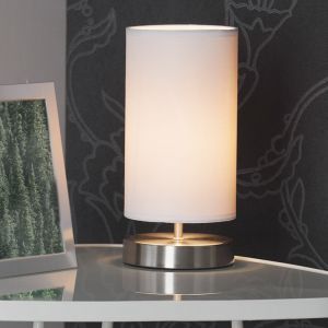 Stof bordlampe hvid, Merinde, med brytare