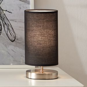 Stof bordlampe sort, Merinde, med brytare