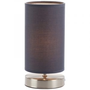 Stof bordlampe grå, Merinde, med brytare