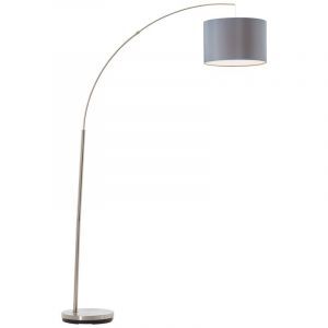 Stof gulvlampe bue grå, Merinde, med brytare