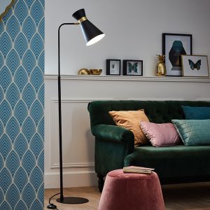 Modern gulv lampe guld, Albane, med brytare