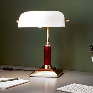 Træ skrivebordslampe brun, Koosje, med brytare